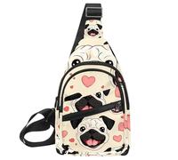 Petit sac à dos à bandoulière, sac de poitrine, sac de jour, chiot mignon de dessin animé (2), Multicolore 07, 11.8x7x1.5in/30x18x4cm