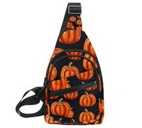 Petit sac à dos à bandoulière, sac de poitrine, sac de jour, Helloween Pumkins 2_136, Multicolore 01., 11.8x7x1.5in/30x18x4cm