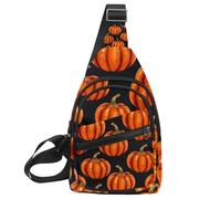 Petit sac à dos à bandoulière, sac de poitrine, sac de jour, Helloween Pumkins 2_136, Multicolore 04, 11.8x7x1.5in/30x18x4cm