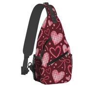 Petit sac à dos bandoulière pour femme et homme, joli sac banane rose avec nœud en forme de cœur, léger et décontracté, antivol, pour le sport en plein air, la randonnée, les voyages, avec bandoulière