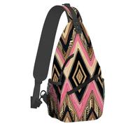 Petit sac à dos bandoulière pour femmes et hommes, style national rétro aztèque, sac banane léger et décontracté, antivol, sac à dos de poitrine pour sports de plein air, randonnée, voyage, avec bando