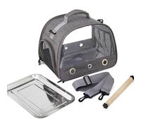 Petit sac à dos de voyage pour oiseaux - Avec plateau en acier inoxydable - Sac à dos portable respirant pour cage à oiseaux - Avec perchoir debout - Pour perroquets et petits animaux