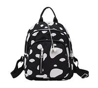 Petit sac à dos en nylon imprimé vache décontracté pour adolescentes, femmes, filles, école, Noir