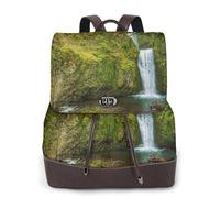 Petit sac à dos pour femme avec imprimé pont et cascade, imperméable, antivol, léger, en cuir PU, sac à bandoulière en nylon, sac à dos d'école, sac à dos de voyage, Noir , Taille unique