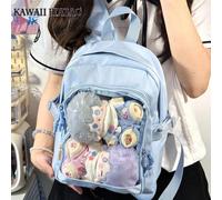 Petit sac à dos pour femmes, sac transparent kawaii. Sac à dos mini pour étudiants au collège, avec plaque d'affichage pour badges DIY, style preppy. Nouveau sac à dos en nylon pour retour à l'école, 