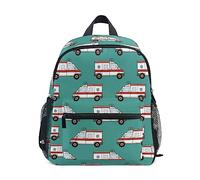 Petit sac à dos pour garçon/fille mignon enfants maternelle école livre sac de voyage sac à dos avec sangle de poitrine ambulance voitures sans couture vecteur, multicolore, Small