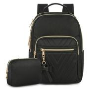 Petit sac à dos scolaire femme élégant Et ensemble portefeuille 2-en-1 Imperméable Sac à dos urbain décontracté avec port de charge USB Sac à main moderne pour voyage travail Noir