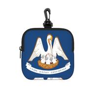 Petit sac à fermeture éclair en néoprène imprimé drapeau de l'État de Louisiane, petite dragonne de voyage avec clip pour clés et cosmétiques pour un usage quotidien