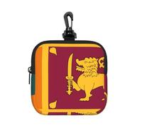 Petit sac à fermeture éclair en néoprène imprimé drapeau du Sri Lanka avec clip pour clés et cosmétiques pour un usage quotidien