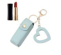 Petit sac à lèvres portable pour rouge à lèvres, petit sac à lèvres - petit étui à lèvres élégant et portable en cuir PU avec pendentif amour pour rouge à lèvres, lumières, Bleu clair.,