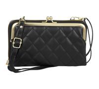 Petit sac à main à bandoulière avec fermeture Kiss Lock, bandoulière amovible, pochette matelassée noire, étui pour cartes de crédit et carte d'identité, portefeuille fin pour femme