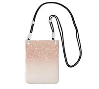 Petit sac à main à bandoulière pour téléphone portable - En diagonale - Or rose - Faux paillettes - Portefeuille pour smartphone
