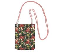 Petit sac à main à bandoulière pour téléphone portable Motif champignons lumineux en diagonale