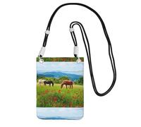 Petit sac à main à bandoulière pour transporter un sac de téléphone portable en diagonale de différents types de chevaux Mini sac à main à bandoulière Portefeuille pour téléphone intelligent