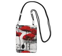 Petit sac à main à bandoulière pour transporter un téléphone portable, beau coquelicot en diagonale, encre mini sac à main à bandoulière, portefeuille pour téléphone intelligent