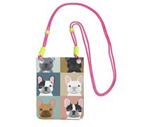 Petit sac à main à bandoulière pour transporter un téléphone portable en diagonale avec bouledogue français mini sac à main portefeuille pour téléphone intelligent, Fuchusia, Taille unique
