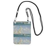 Petit sac à main à bandoulière pour transporter un téléphone portable en diagonale bateau bateau paysage mini sac à main portefeuille portefeuille pour téléphone intelligent