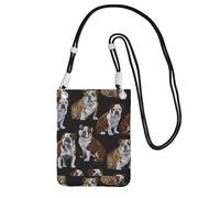 Petit sac à main à bandoulière pour transporter un téléphone portable en diagonale Motif bouledogues anglais Mini sac à main portefeuille pour téléphone intelligent