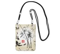 Petit sac à main à bandoulière pour transporter un téléphone portable en diagonale, poisson, oiseau et feuilles de bambou, mini sac à main à bandoulière, portefeuille pour téléphone intelligent