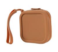 Petit sac à main carré en silicone pour ranger pièces de monnaie, écouteurs, bijoux, câble de charge, pochettes d'accessoires de voyage, marron