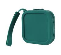 Petit sac à main carré en silicone pour ranger pièces de monnaie, écouteurs, bijoux, câble de charge, sac de transport compact, vert foncé