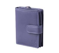 Petit sac à main en cuir à languette de 11,5 cm pour femme - Portefeuille compact à languette en cuir véritable avec protection RFID - Emplacements pour cartes et poches pour pièces de monnaie, violet