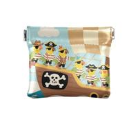 Petit sac à main en cuir avec fermoir unique pour homme et femme Motif perroquet pirate Bleu Marron