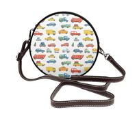 Petit sac à main en cuir avec imprimé coloré de voiture pour femme