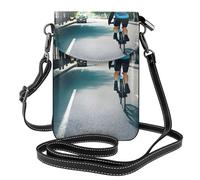 Petit sac à main en cuir avec imprimé voiture et vélo pour téléphone portable, sac à bandoulière réglable pour femme