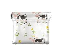 Petit sac à main en cuir avec motif de vaches couronnées dans les prairies pour femmes, sac à main pratique, sac à main, trousse de maquillage pour homme et femme, voyage