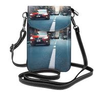 Petit sac à main en cuir pour téléphone portable imprimé voiture et vélo Rouge