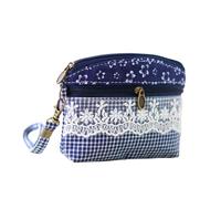 Petit sac à main léger en toile avec double fermeture éclair pour femme, petit sac à main de style ethnique, sac à main en tissu rouge clair, bleu marine, Fidèle à la description, comme description