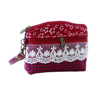 Petit sac à main léger en toile avec double fermeture éclair pour femme, petit sac à main de style ethnique, sac à main en tissu rouge clair, Rouge, Fidèle à la description, comme description