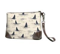 Petit sac à main pour femme - Portefeuille tendance en cuir imprimé aileron de requin avec dragonne