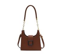 Petit sac à main pour femmes et filles, sac fourre-tout tendance sous les bras avec plusieurs poches, fermoir en métal, élégant, Marron Bn, Medium