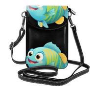 Petit sac à main pour téléphone portable 19,3 x 12,4 cm avec image YYHHAOFA Happy Little Fish - Tendance et pratique - Multifonctionnel - Étui à rabat en cuir pour femme
