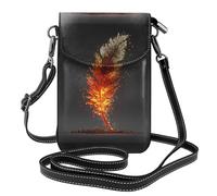 Petit sac à main pour téléphone portable 19,3 x 12,4 cm avec impression plumes de phénix pixelisées WHJSHOP tendance, pratique, multifonctionnel en cuir pour femme