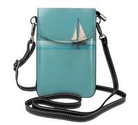 Petit sac à main pour téléphone portable 19,3 x 12,4 cm avec motif voilier bleu YYHHAOFA tendance, pratique, multifonctionnel en cuir pour femme