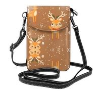 Petit sac à main pour téléphone portable 19,3 x 12,4 cm HYTTER avec imprimés de rennes mignons de Noël, tendance, pratique et multifonctionnel pour la marche, le camping, le shopping, les voyages