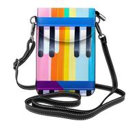 Petit sac à main pour téléphone portable 19,3 x 12,4 cm HYTTER coloré clavier piano note de musique imprimé tendance, pratique et multifonctionnel pour la marche, le camping, le shopping, les voyages