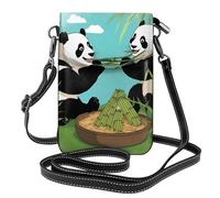Petit sac à main pour téléphone portable 19,3 x 12,4 cm HYTTER Deux jolis grands pandas imprimés tendance, pratique et multifonctionnel pour la marche, le camping, le shopping, les voyages