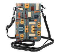 Petit sac à main pour téléphone portable 19,3 x 12,4 cm HYTTER imprimé piano guitare, tendance, pratique et multifonctionnel pour la marche, le camping, le shopping, les voyages