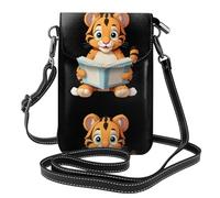 Petit sac à main pour téléphone portable 19,3 x 12,4 cm HYTTER Little Tiger is reading seriously Imprime tendance, pratique et multifonctionnel pour la marche, le camping, le shopping, les voyages