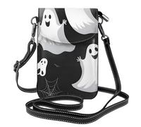 Petit sac à main pour téléphone portable 19,3 x 12,4 cm HYTTER noir et fantômes d'Halloween tendance, pratique et multifonctionnel pour la marche, le camping, le shopping, les voyages