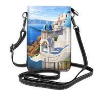 Petit sac à main pour téléphone portable 19,3 x 12,4 cm HYTTER Santorin île grecque vue sur la mer Impressions tendance, pratique et multifonctionnel pour la marche, le camping, le shopping, les