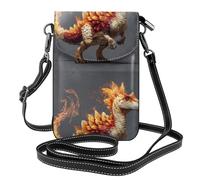 Petit sac à main pour téléphone portable 19,3 x 12,4 cm, image de dinosaure YYHHAOFA flamme, tendance, pratique, multifonctionnel en cuir pour femme