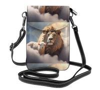 Petit sac à main pour téléphone portable 19,3 x 12,4 cm Motif agneau YYHWHJDE avec un lion sur les nuages Tendance, pratique, multifonction en cuir pour femme