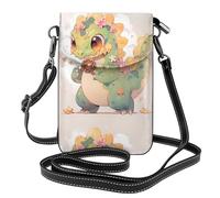 Petit sac à main pour téléphone portable 19,3 x 12,4 cm Motif dinosaure YYHWHJDE mangeant de petits biscuits tendance, pratique, multifonction en cuir pour femme