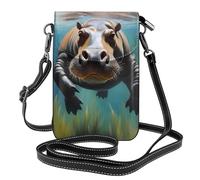 Petit sac à main pour téléphone portable 19,3 x 12,4 cm Motif hippopotame YYHWHJDE Diving Hippo tendance, pratique, multifonctionnel en cuir pour femme