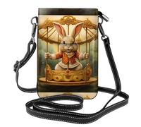 Petit sac à main pour téléphone portable 19,3 x 12,4 cm Motif lapin WHJSHOP sur carrousel Impression tendance, pratique, multifonction en cuir pour femme
